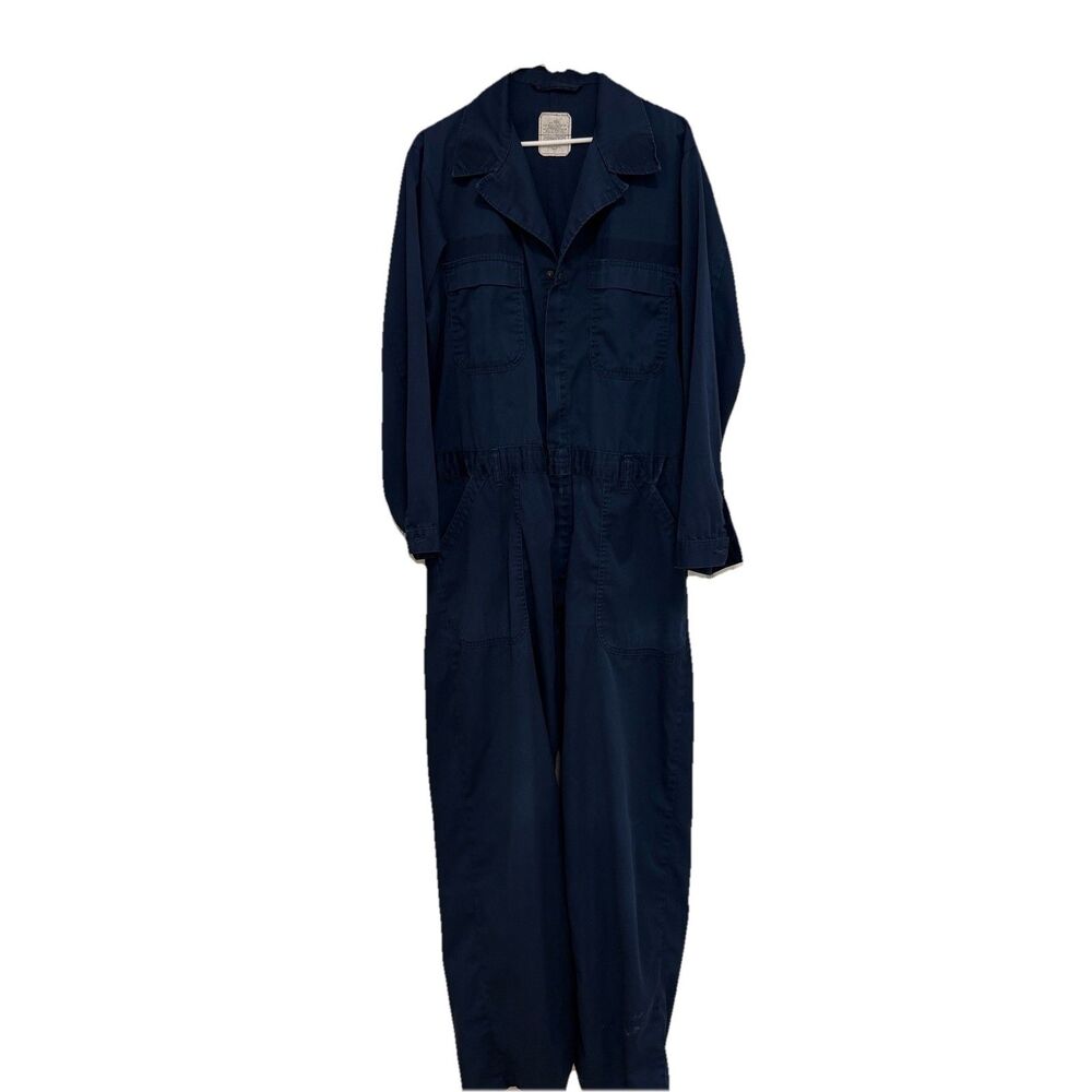 Utility Coveralls Navy Blue Mens 46L Flightsuit Zipper Work Uniform Military - Picture 3 of 12